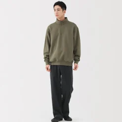 Outlet Muji Sweatshirt à demi‐zip en coton mélangé pour homme