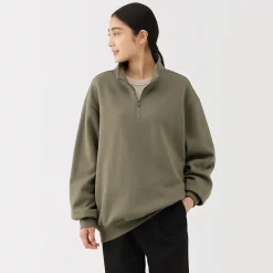 Outlet Muji Sweatshirt à demi‐zip en coton mélangé pour homme