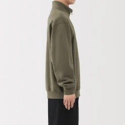 Outlet Muji Sweatshirt à demi‐zip en coton mélangé pour homme