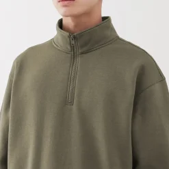 Outlet Muji Sweatshirt à demi‐zip en coton mélangé pour homme