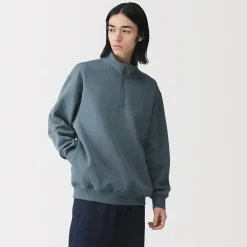 Outlet Muji Sweatshirt à demi‐zip en coton mélangé pour homme