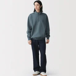 Outlet Muji Sweatshirt à demi‐zip en coton mélangé pour homme