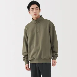 Outlet Muji Sweatshirt à demi‐zip en coton mélangé pour homme