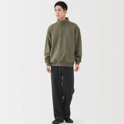 Outlet Muji Sweatshirt à demi‐zip en coton mélangé pour homme