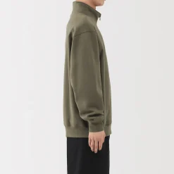 Outlet Muji Sweatshirt à demi‐zip en coton mélangé pour homme
