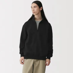 Outlet Muji Sweatshirt à demi‐zip en coton mélangé pour homme