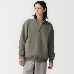 Outlet Muji Sweatshirt à demi‐zip en coton mélangé pour homme