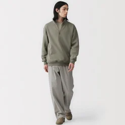 Outlet Muji Sweatshirt à demi‐zip en coton mélangé pour homme