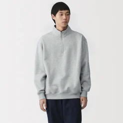 Outlet Muji Sweatshirt à demi‐zip en coton mélangé pour homme
