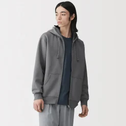 Sale Muji Sweatshirt zippé en coton mélangé à capuche homme