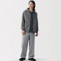 Sale Muji Sweatshirt zippé en coton mélangé à capuche homme