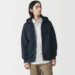 Sale Muji Sweatshirt zippé en coton mélangé à capuche homme