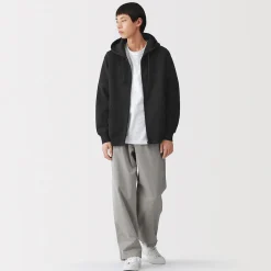 Sale Muji Sweatshirt zippé en coton mélangé à capuche homme