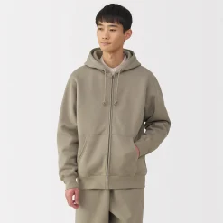 Sale Muji Sweatshirt zippé en coton mélangé à capuche homme