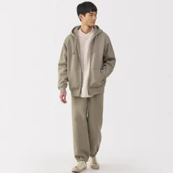 Sale Muji Sweatshirt zippé en coton mélangé à capuche homme