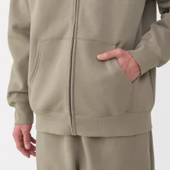 Sale Muji Sweatshirt zippé en coton mélangé à capuche homme