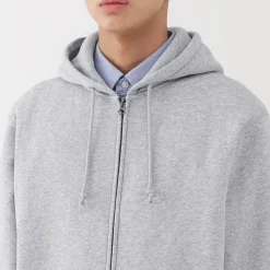 Sale Muji Sweatshirt zippé en coton mélangé à capuche homme
