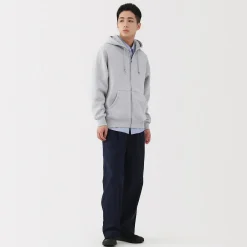 Sale Muji Sweatshirt zippé en coton mélangé à capuche homme