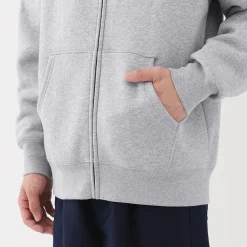 Sale Muji Sweatshirt zippé en coton mélangé à capuche homme