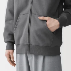 Sale Muji Sweatshirt zippé en coton mélangé à capuche homme