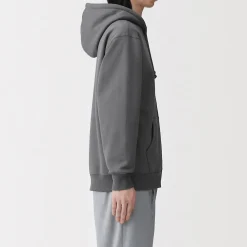Sale Muji Sweatshirt zippé en coton mélangé à capuche homme