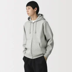Sale Muji Sweatshirt zippé en coton mélangé à capuche homme