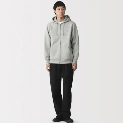 Sale Muji Sweatshirt zippé en coton mélangé à capuche homme