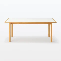 Sale Muji Table en hévéa avec plateau mélaminé rectangulaire ‐ L