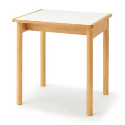 Discount Muji Table en hévéa avec plateau mélaminé carrée ‐ S