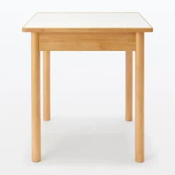 Discount Muji Table en hévéa avec plateau mélaminé carrée ‐ S