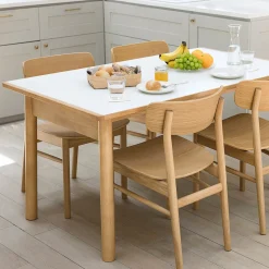 Muji Table en hévéa avec plateau mélaminé rectangulaire ‐ M