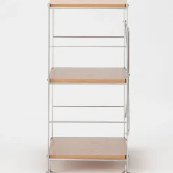 New Muji Étagère en acier inoxydable plaquée chêne étroite ‐ 3 niveaux (Dont Eco‐part. 1,80 €)