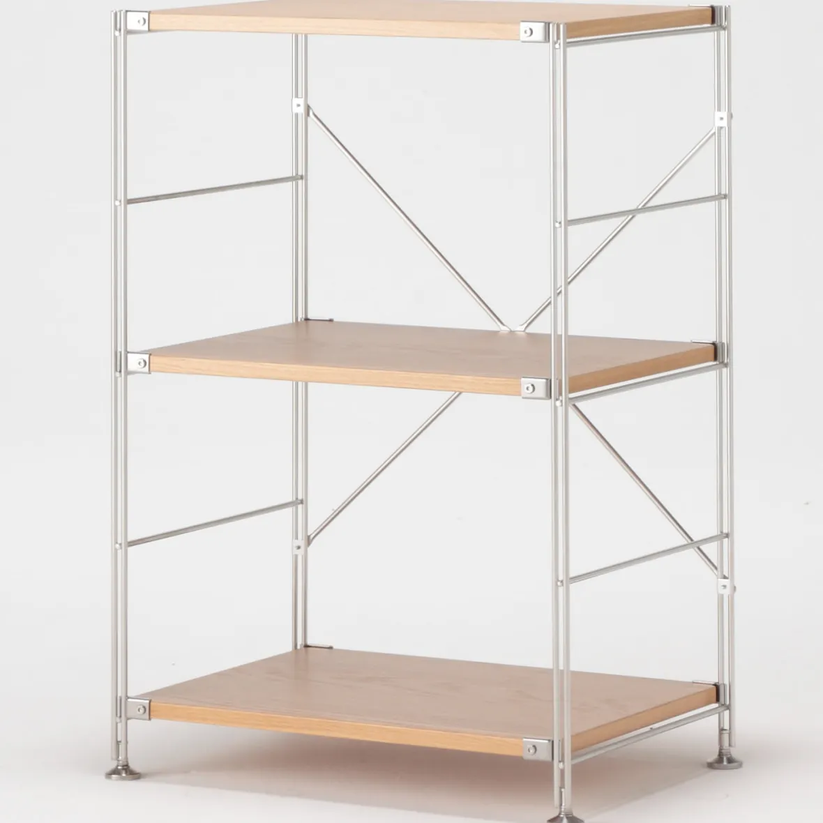 New Muji Étagère en acier inoxydable plaquée chêne étroite ‐ 3 niveaux (Dont Eco‐part. 1,80 €)