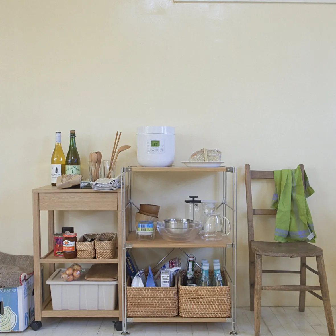 New Muji Étagère en acier inoxydable plaquée chêne étroite ‐ 3 niveaux (Dont Eco‐part. 1,80 €)