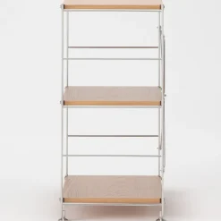 New Muji Étagère en acier inoxydable plaquée chêne étroite ‐ 3 niveaux (Dont Eco‐part. 1,80 €)