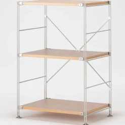 New Muji Étagère en acier inoxydable plaquée chêne étroite ‐ 3 niveaux (Dont Eco‐part. 1,80 €)