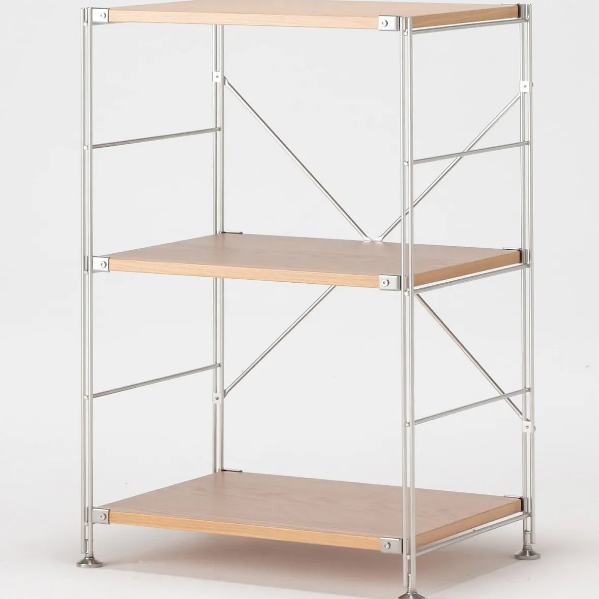 New Muji Étagère en acier inoxydable plaquée chêne étroite ‐ 3 niveaux (Dont Eco‐part. 1,80 €)