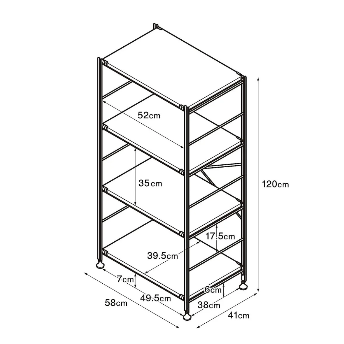 Online Muji Étagère en acier inoxydable étroite ‐ 4 niveaux (Dont Eco‐part. 0,82 €)