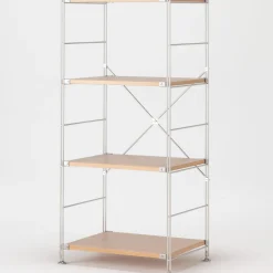 Best Muji Étagère en acier inoxydable plaquée chêne étroite ‐ 4 niveaux (Dont Eco‐part. 1,80 €)