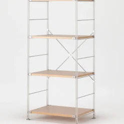 Best Muji Étagère en acier inoxydable plaquée chêne étroite ‐ 4 niveaux (Dont Eco‐part. 1,80 €)