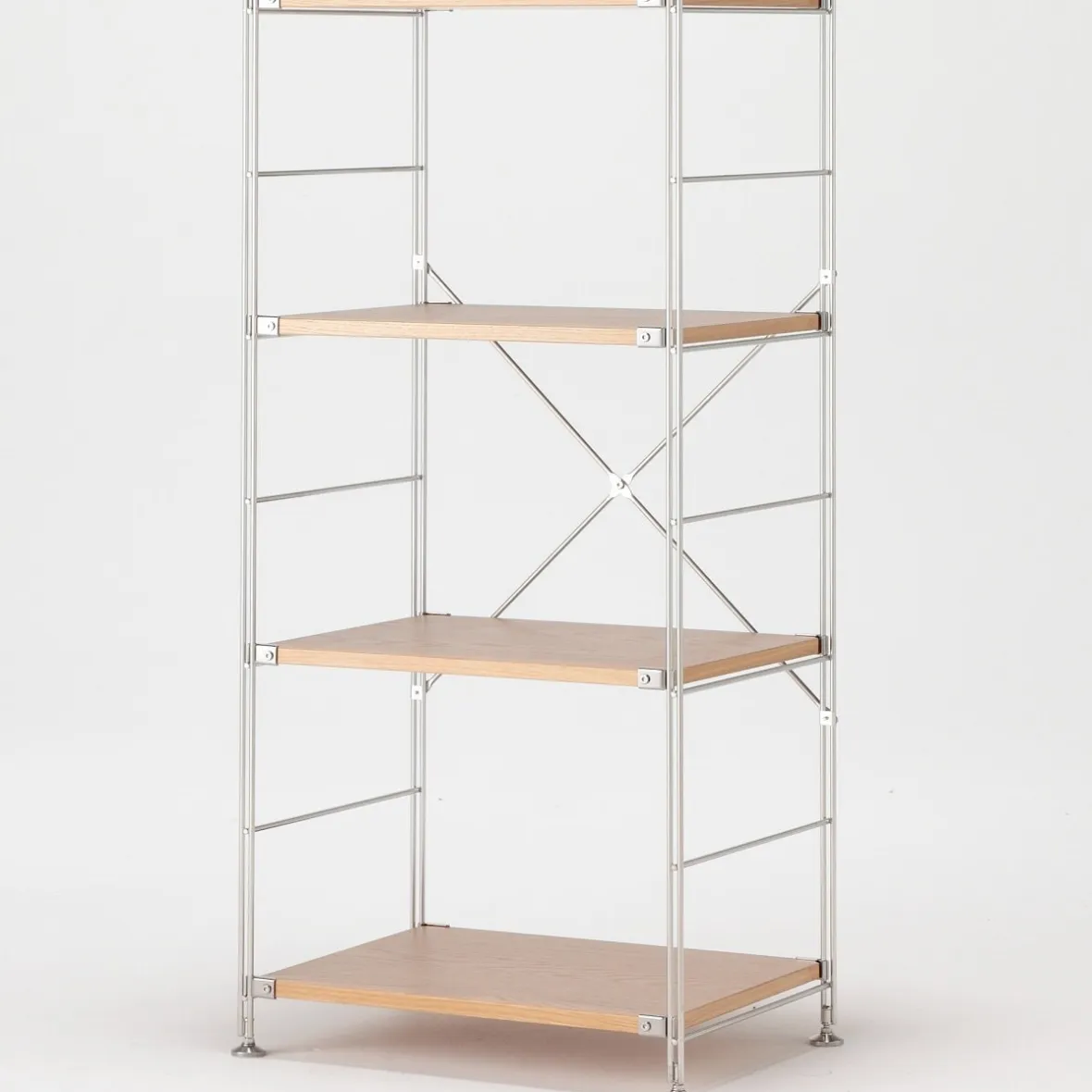 Best Muji Étagère en acier inoxydable plaquée chêne étroite ‐ 4 niveaux (Dont Eco‐part. 1,80 €)