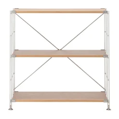 Muji Étagère en acier inoxydable plaquée chêne large ‐ 3 niveaux (Dont Eco‐part. 2,80 €)