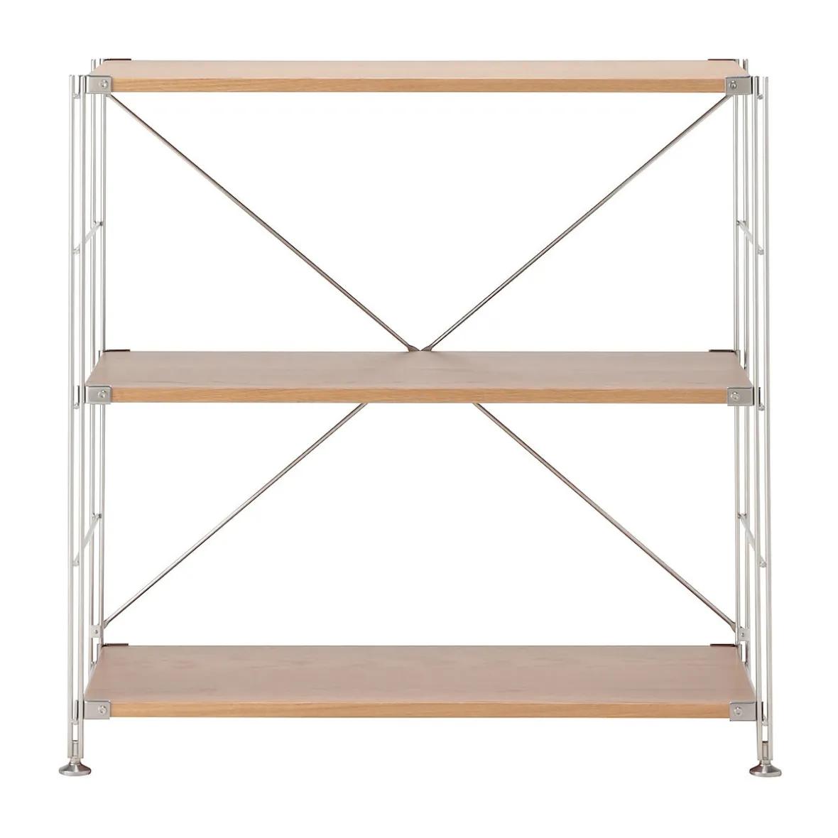 Muji Étagère en acier inoxydable plaquée chêne large ‐ 3 niveaux (Dont Eco‐part. 2,80 €)