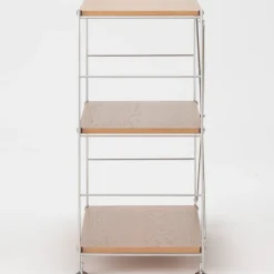 Muji Étagère en acier inoxydable plaquée chêne large ‐ 3 niveaux (Dont Eco‐part. 2,80 €)