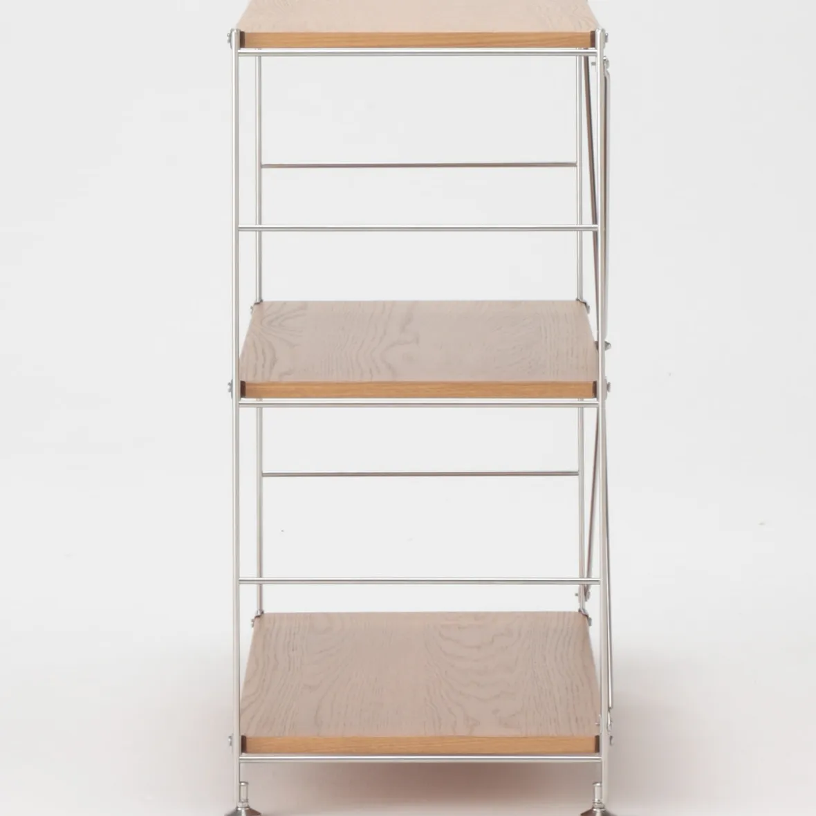 Muji Étagère en acier inoxydable plaquée chêne large ‐ 3 niveaux (Dont Eco‐part. 2,80 €)