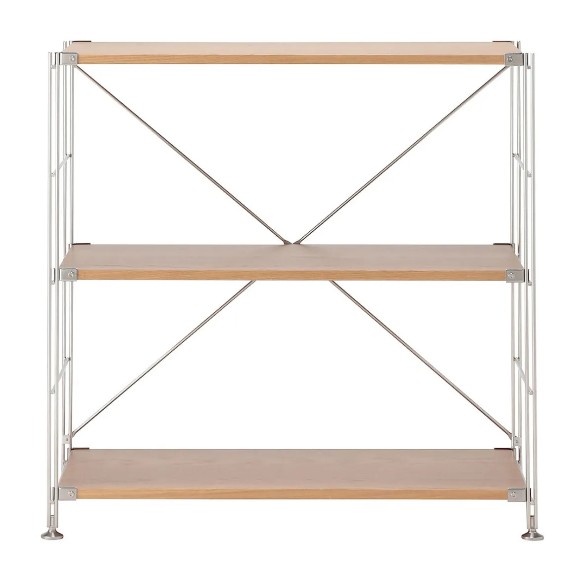 Muji Étagère en acier inoxydable plaquée chêne large ‐ 3 niveaux (Dont Eco‐part. 2,80 €)