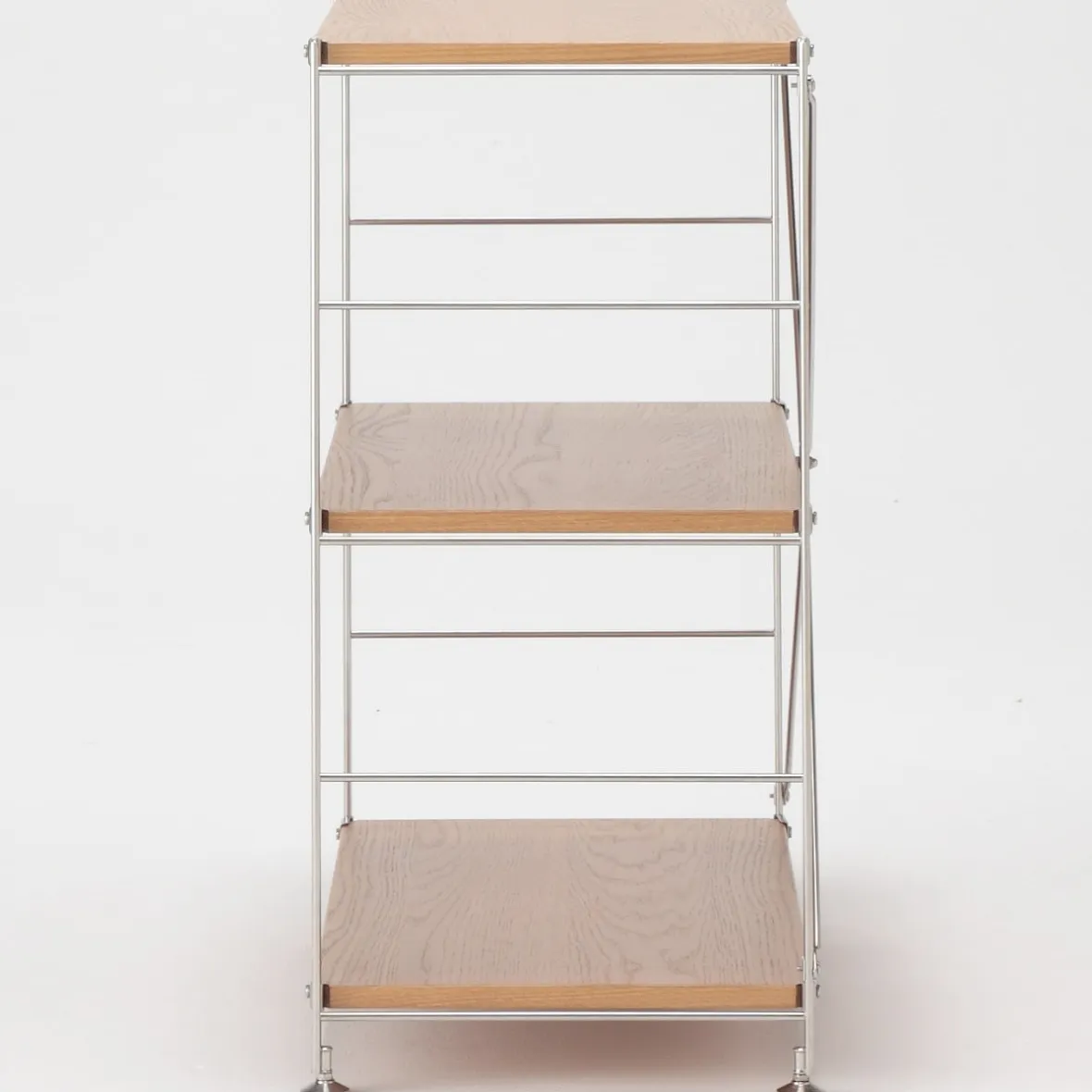 Muji Étagère en acier inoxydable plaquée chêne large ‐ 3 niveaux (Dont Eco‐part. 2,80 €)