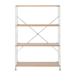 Discount Muji Étagère en acier inoxydable plaquée chêne large ‐ 4 niveaux (Dont Eco part. 2,80 €)