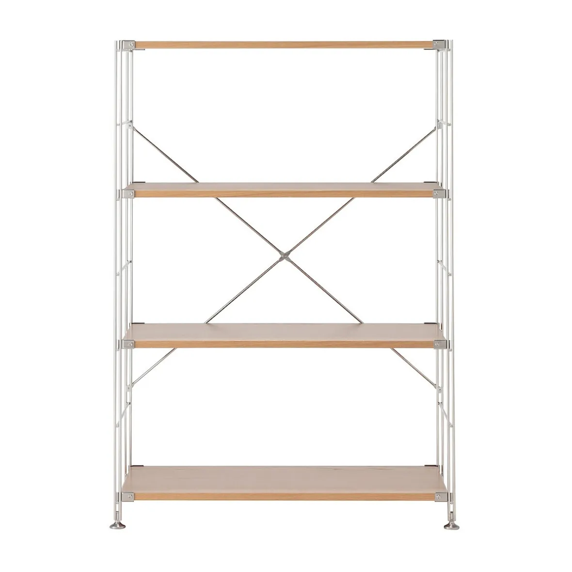 Discount Muji Étagère en acier inoxydable plaquée chêne large ‐ 4 niveaux (Dont Eco part. 2,80 €)