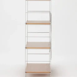 Discount Muji Étagère en acier inoxydable plaquée chêne large ‐ 4 niveaux (Dont Eco part. 2,80 €)